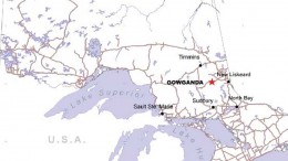 A map showing the location of Brixton Metals' newly acquired Gowganda mine in Ontario. Credit: Brixton Metals.