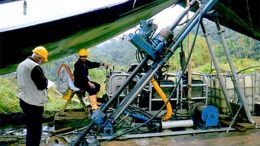 A drill crew at the Cangrejos gold-copper porphyry project in Ecuador's El Oro province at the foot of the Ecuadorian Andes. Credit: Odin Mining.