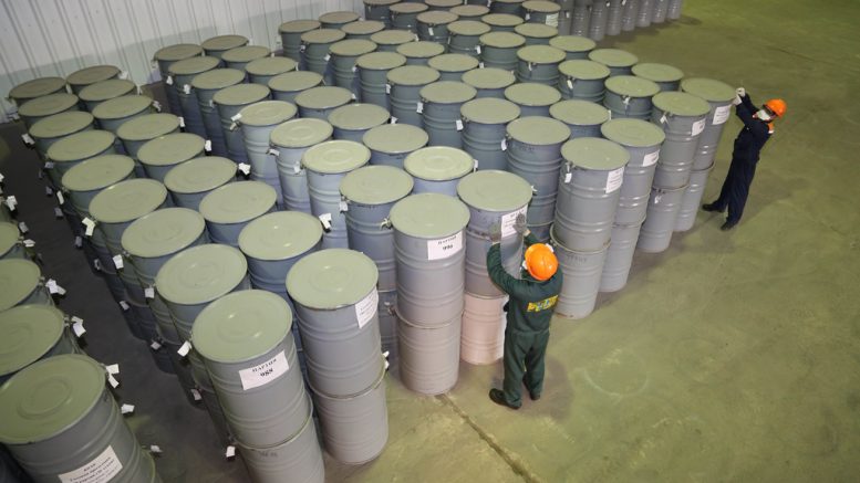 Cans of yellowcake. Credit: Kazatomprom.