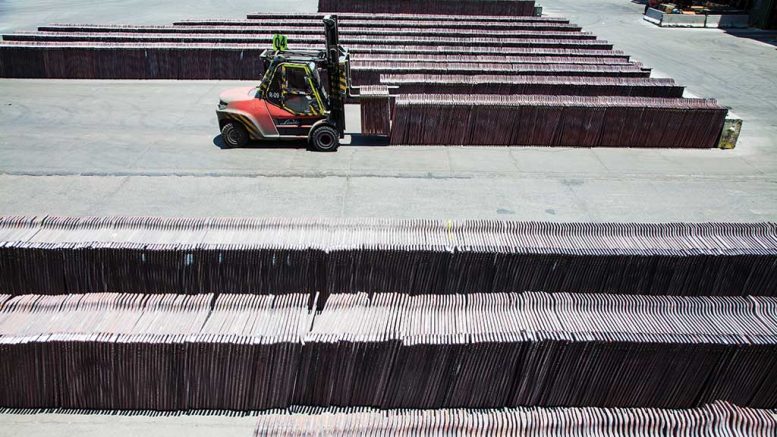Copper cathode produced at Codelco’s Chuquicamata copper mine in Chile. Credit: Codelco.