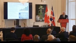 Fortune Minerals president and chief executive officer Robin Goad presents at the Canadian Mining Symposium in London on April 24, 2018.