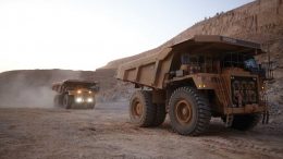 Trucks in the pit at Essakane. Credit: Iamgold.