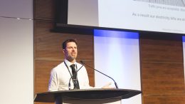 Peak Power COO Matt Sachs speaks at the Progressive Mine Forum. Photo by George Matthew Photography.