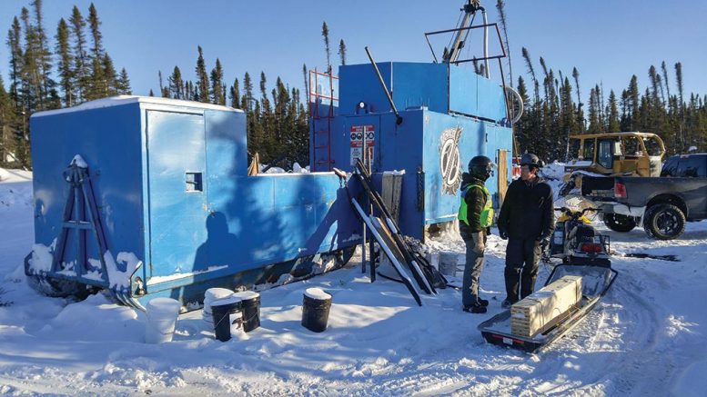 Delivering core boxes to a rig at Maple Gold Mines’ Douay gold property in Quebec. Credit: Maple Gold Mines.