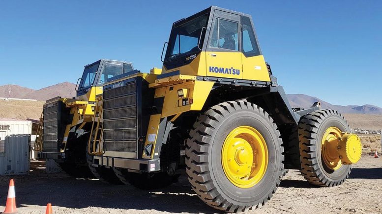 Trucks at the Lindero project. Credit: Fortuna Silver Mines.