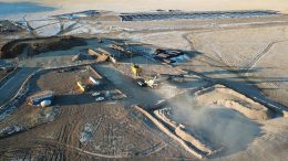 The crusher, stockpile and cell on the heap-leach pad at Steppe Gold’s Altan Tsagaan Ovoo gold-silver project in eastern Mongolia. Credit: Steppe Gold.