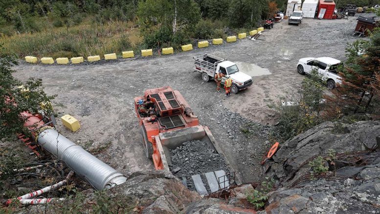A truck hauls ore from test mining to the surface at the Madsen gold project. Credit: Pure Gold Mining.