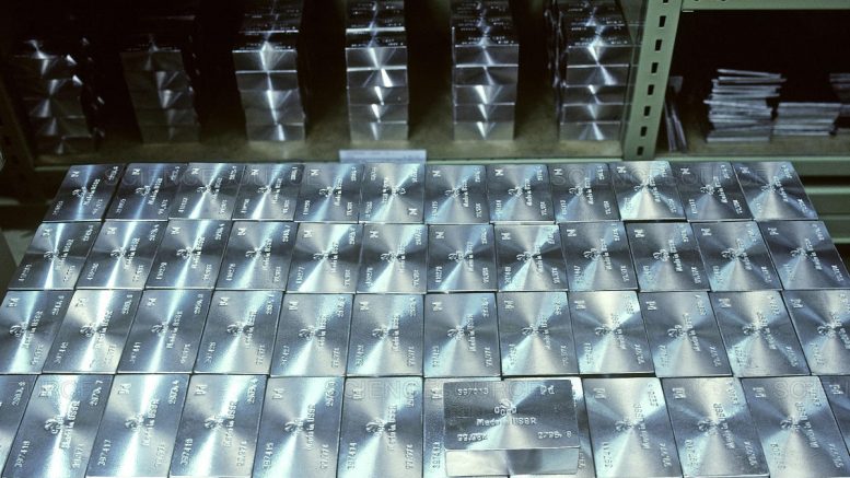 Palladium and platinum bars. Credit: Science Source.