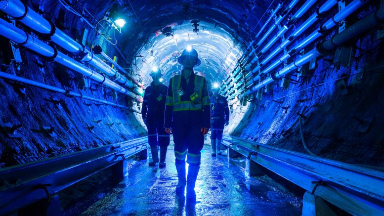 Workers underground at Cameco’s 50%- owned Cigar Lake uranium mine in Saskatchewan. Credit: Cameco