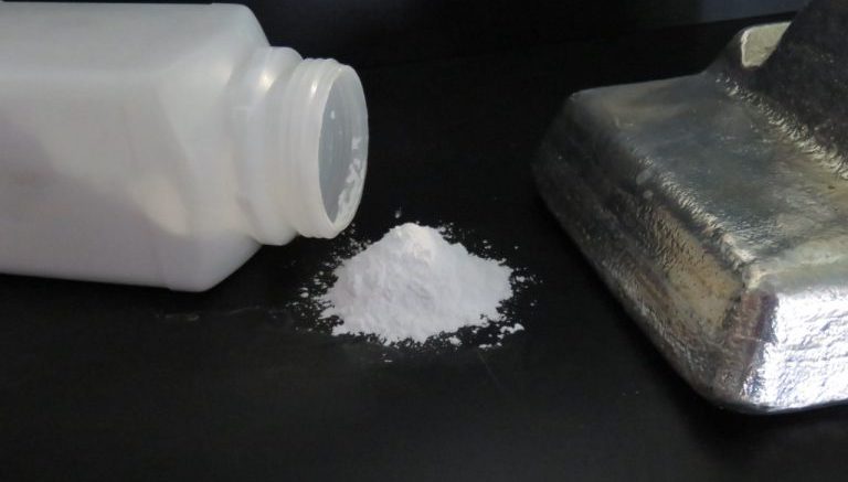 Scandium oxide powder and a scandium aluminum alloy produced by Rio Tinto's titanium dioxide facility in Quebec.