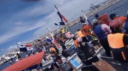 Protest against Cobre Panamá at the Punta Rincón International Port on October 28, 2023.